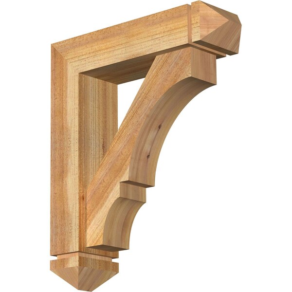 Ekena Millwork Balboa Arts and Crafts Rough Sawn Bracket w/ Offset Brace, Western Red Cedar, 6"W x 22"D x 26"H BKT0604X22X26BOA03RWR - main